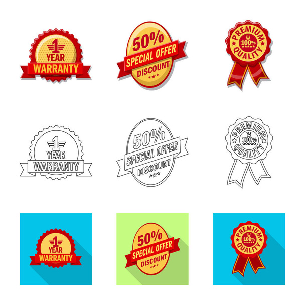 Isolated object of emblem and badge logo. Set of emblem and sticker stock vector illustration. - Вектор,изображение