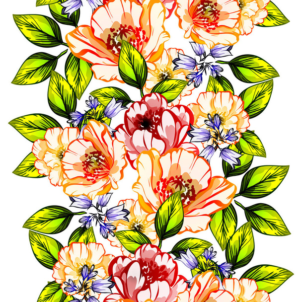 Seamless vintage style flower pattern. Floral elements in color - Vektor, kép
