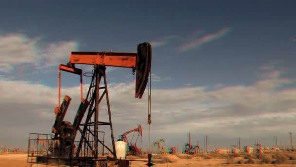 έρημος παραγωγής πετρελαίου σε στερεοσκοπικό 3d - Πλάνα, βίντεο