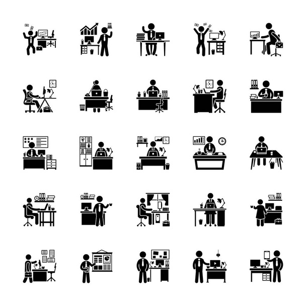 Iconos de glifos del día de oficina
 - Vector, imagen
