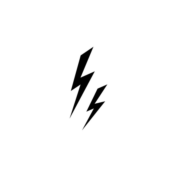 Rayo negro simple icono plano. signo de tormenta o trueno y rayo aislado en blanco
. - Vector, imagen