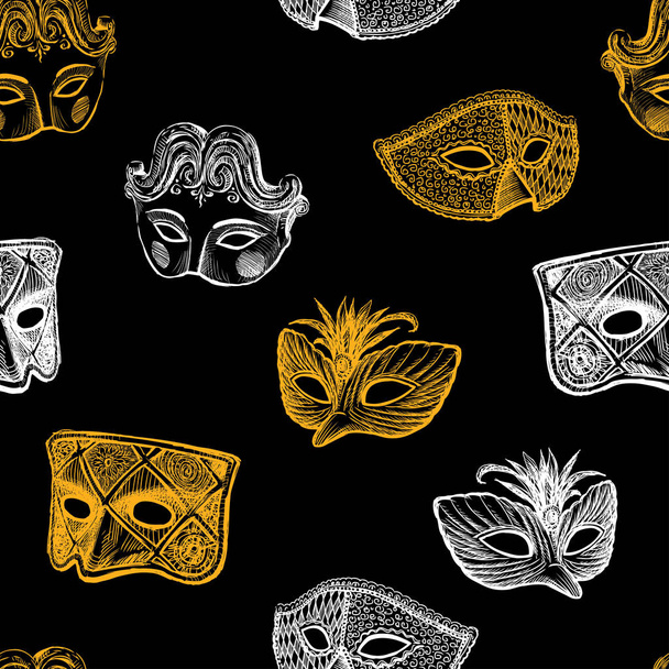 カーニバル マスクのシームレス背景 - ベクター画像
