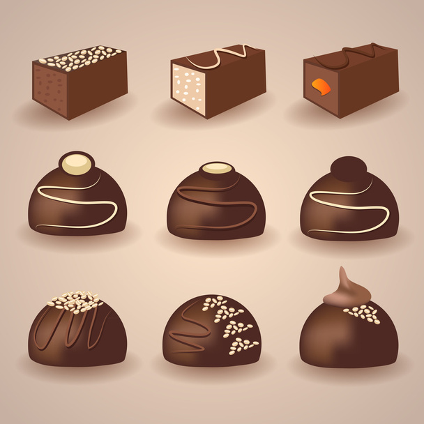 wektorowy zestaw czekoladowych cukierków - Wektor, obraz