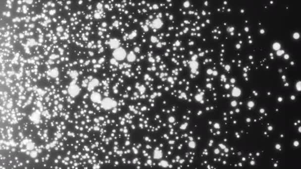 Veel abstracte kleine witte deeltjes in de ruimte, computer gegenereerde abstracte achtergrond, 3D-rendering - Video