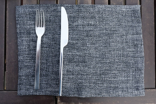 Fork and knife on table in cafe - Fotografie, Obrázek