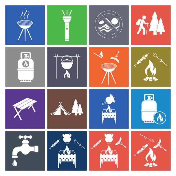 Conjunto de iconos de equipos de camping. Ilustración vectorial
 - Vector, imagen