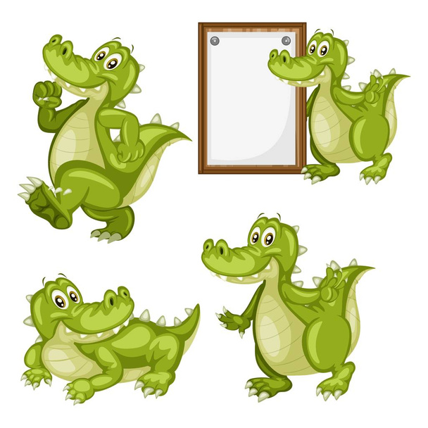 Dibujos animados Vector Ilustración de un conjunto de cocodrilo
 - Vector, Imagen