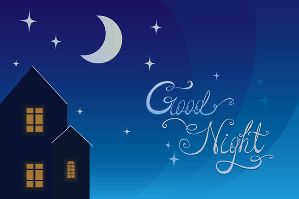 Good night cute vector illustration - Διάνυσμα, εικόνα