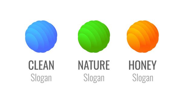 Logo set van kleurrijke bollen - honing boerderij of winkel, natuur eco bedrijf en Logo voor Cleanup dienst of instelling. - Vector, afbeelding