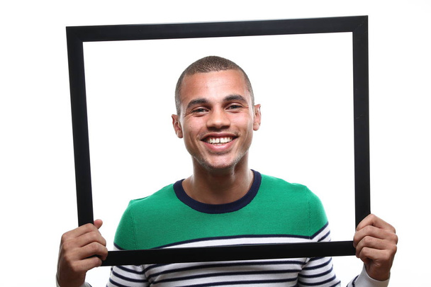 Smiling black man with big frame - Фото, изображение