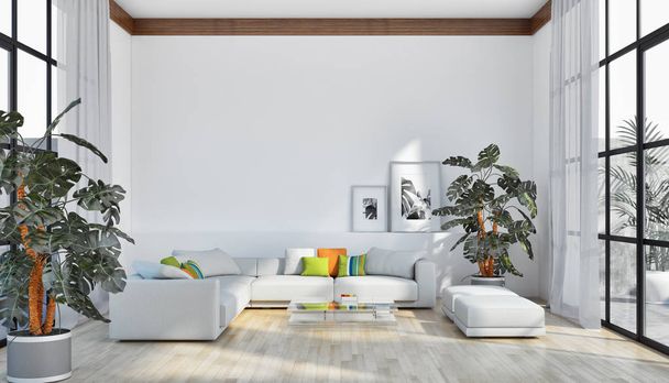 gran lujo moderno interiores luminosos apartamento Sala de estar 3D representación ilustración imagen generada por ordenador
 - Foto, imagen