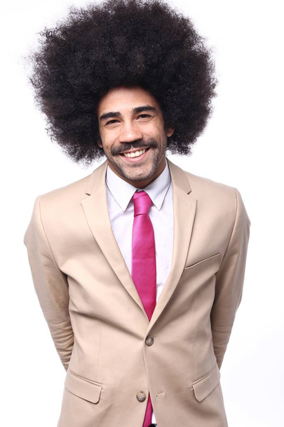 Happy black man in business suit - Foto, Imagen