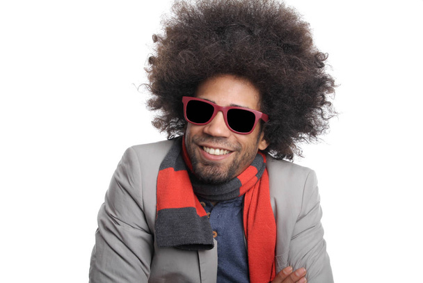 Happy black man in glasses posing - Foto, immagini