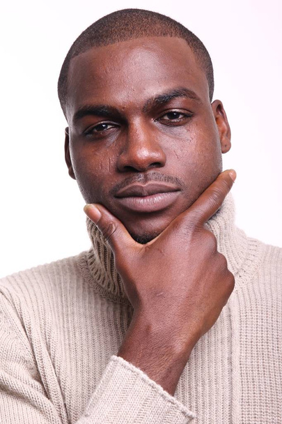 Thinking black man posing - Photo, image