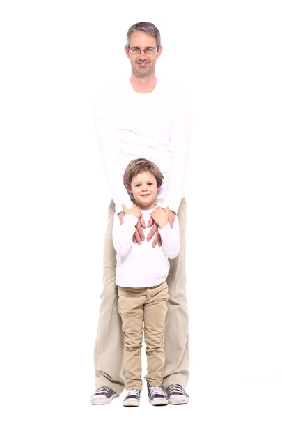 Щасливий білий батько і син
 - Фото, зображення