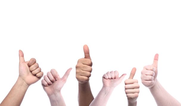 Many hands showing thumbs up - Foto, imagen