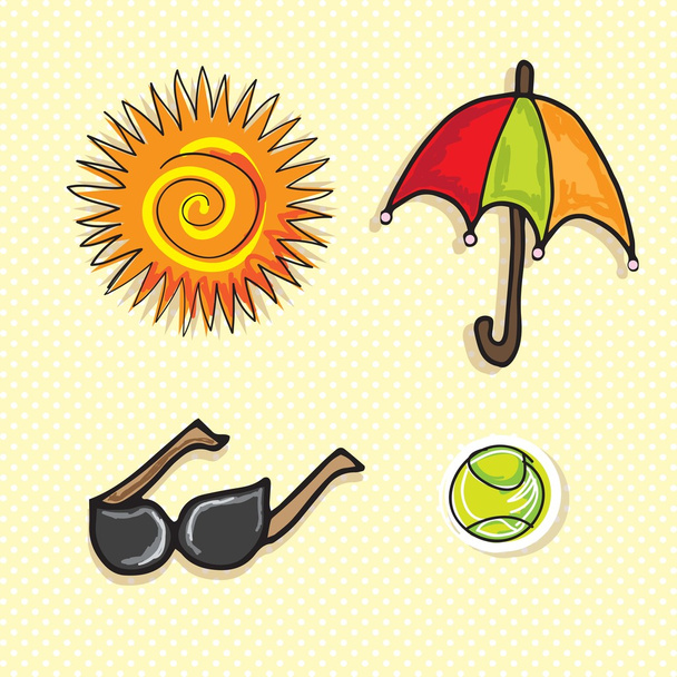 léto, slunce ikony - Vektor, obrázek