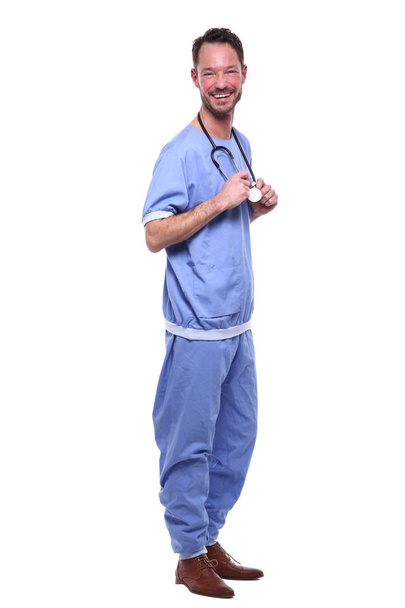 Male doctor wearing special uniform with stethoscope - Valokuva, kuva