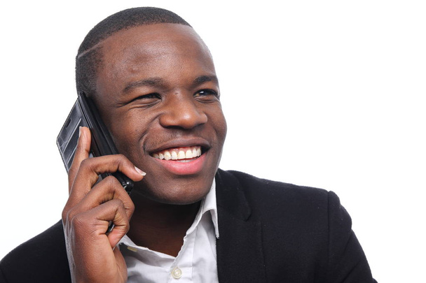 Black businessman talking on mobile phone - Foto, Imagem