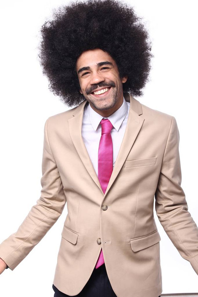 Happy black man in business suit - Foto, Imagem