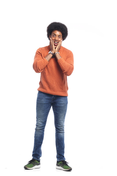 Surprised black man posing - Foto, Imagen