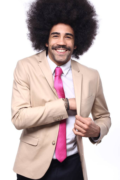Happy black man in business suit - Fotografie, Obrázek