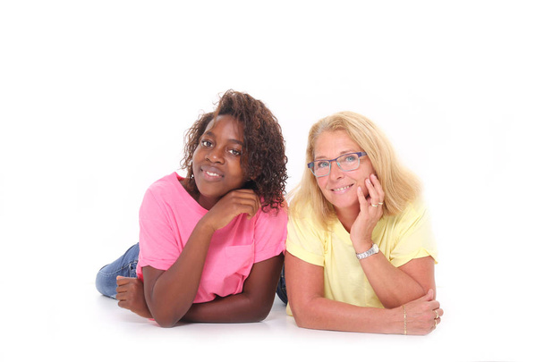 Interracial family of mother and daughter - Photo, Image