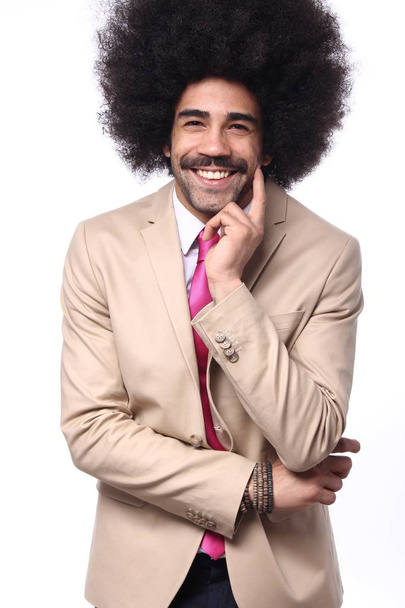 Happy black man in business suit - Zdjęcie, obraz
