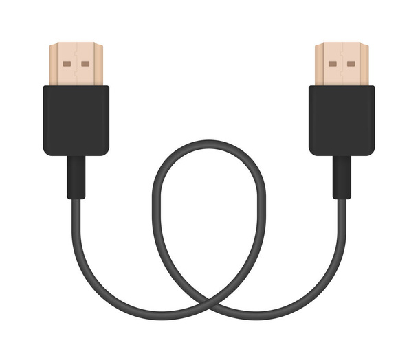 The realistic vector illustration of HDMI cable. Connector or plug for connecting and charging phones, mobile devices, computers, tv, tablets, and game consoles. - Vector, Image