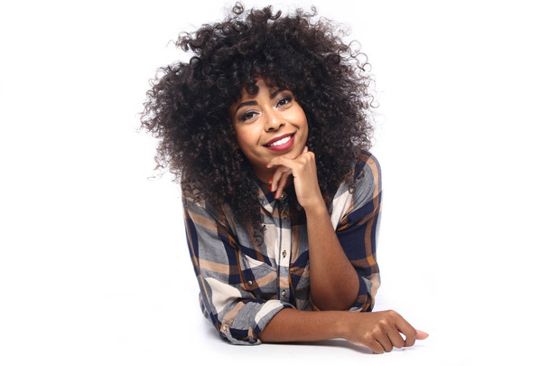 Beautiful young black woman is smiling - Foto, Imagem