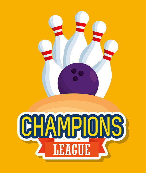 Bowling champions league pictogrammen - Vector, afbeelding