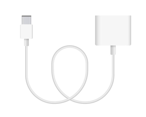 The realistic vector illustration of USB Type-c to Multiport Adapter cable. Connector or plug for connecting and charging phones, mobile devices, computers, tv, tablets, and game consoles. - Vector, Image
