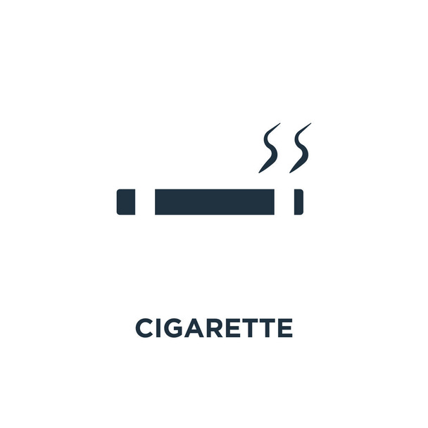 Het pictogram van de sigaret. Zwarte gevuld vectorillustratie. Sigaret symbool op witte achtergrond. Kan worden gebruikt in web en mobiele. - Vector, afbeelding