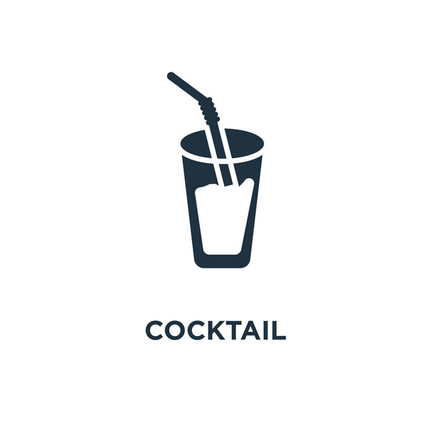 Cocktail icon. Black filled vector illustration. Cocktail symbol on white background. Can be used in web and mobile. - Vector, Image