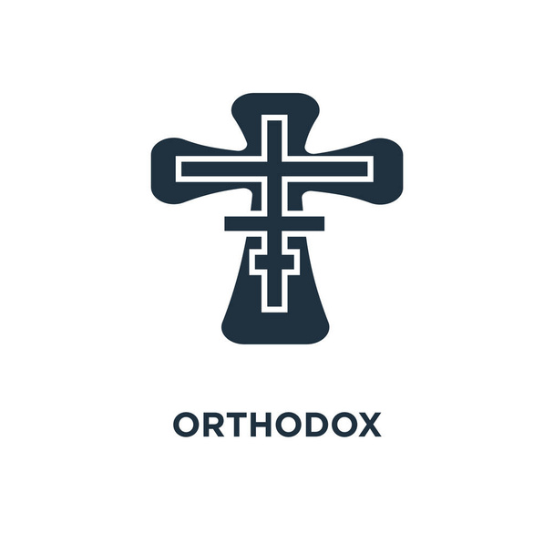 Ortodox ikon. Fekete töltött vektoros illusztráció. Ortodox szimbólum fehér háttérrel. Használható web és mobil. - Vektor, kép