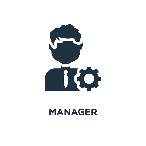 Pictogram van de Manager. Zwarte gevuld vectorillustratie. Manager symbool op witte achtergrond. Kan worden gebruikt in web en mobiele. - Vector, afbeelding