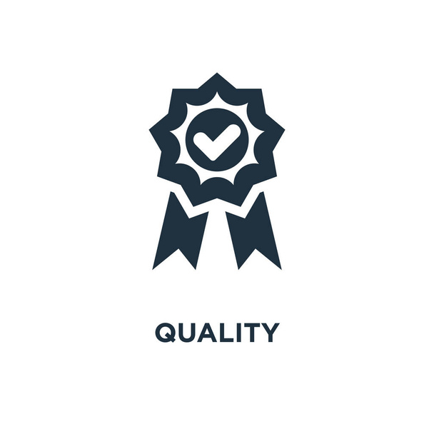 Quality icon. Black filled vector illustration. Quality symbol on white background. Can be used in web and mobile. - Vector, Imagen