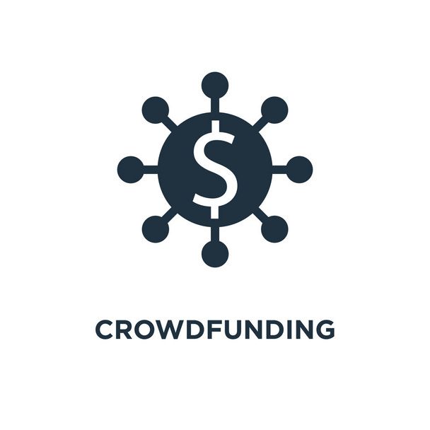 Crowdfunding icon. Black filled vector illustration. Crowdfunding symbol on white background. Can be used in web and mobile. - Vector, Image