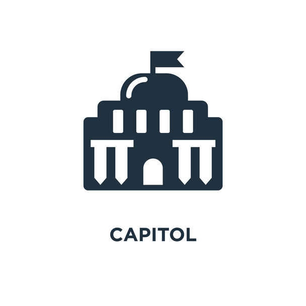 Capitol icon. Black filled vector illustration. Capitol symbol on white background. Can be used in web and mobile. - Vector, Image