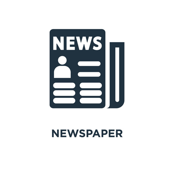 Newspaper icon. Black filled vector illustration. Newspaper symbol on white background. Can be used in web and mobile. - Vector, Image