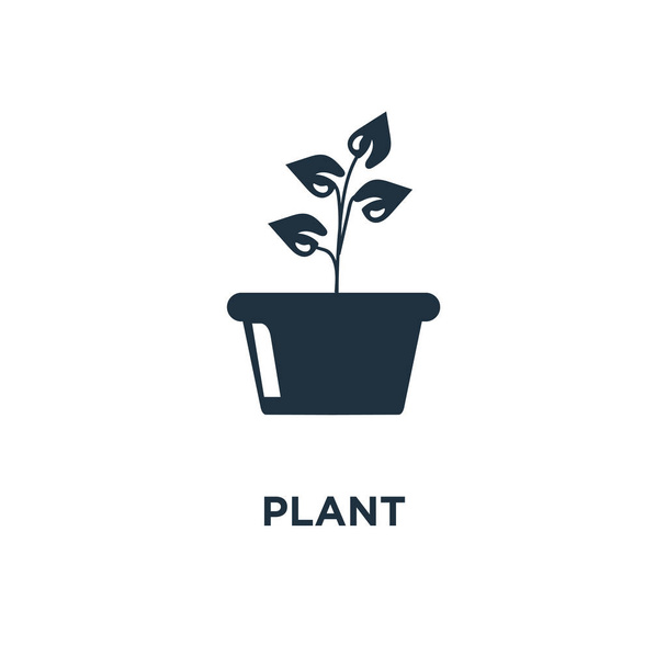 Növényi ikonra. Fekete töltött vektoros illusztráció. Növényi szimbólum fehér háttérrel. Használható web és mobil. - Vektor, kép