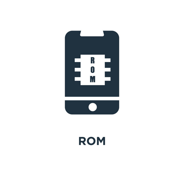 Rom icon. Black filled vector illustration. Rom symbol on white background. Can be used in web and mobile. - Vector, Image