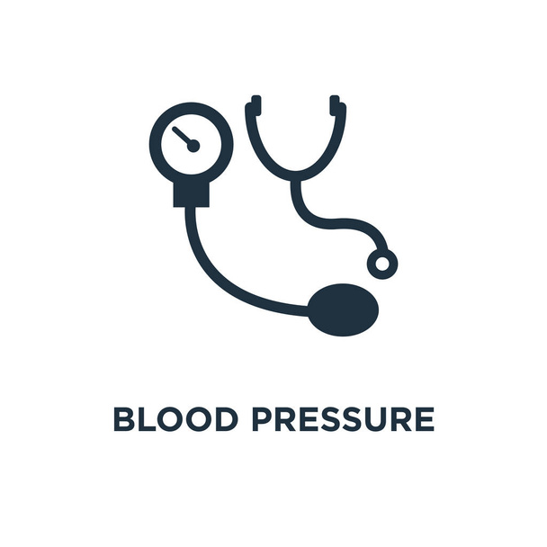 Het pictogram van de bloeddruk. Zwarte gevuld vectorillustratie. Bloeddruk symbool op witte achtergrond. Kan worden gebruikt in web en mobiele. - Vector, afbeelding