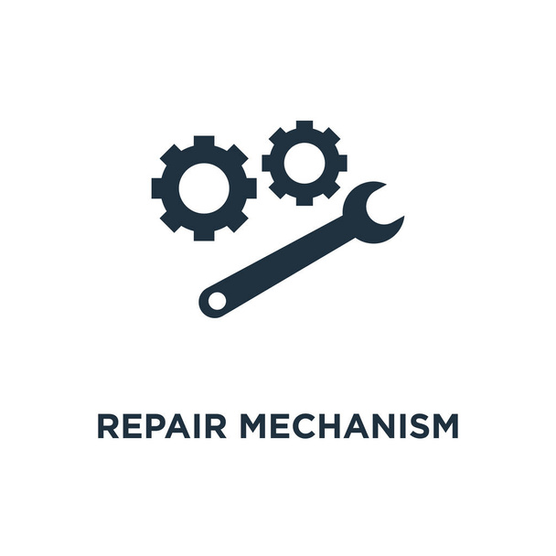 Repair mechanism icon. Black filled vector illustration. Repair mechanism symbol on white background. Can be used in web and mobile. - Vector, Image