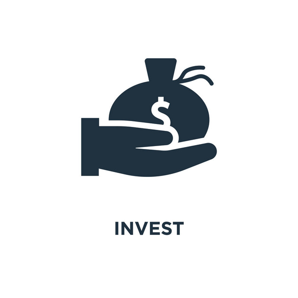 Investi icona. Illustrazione vettoriale riempita nera. Investire simbolo su sfondo bianco. Può essere utilizzato in web e mobile
. - Vettoriali, immagini