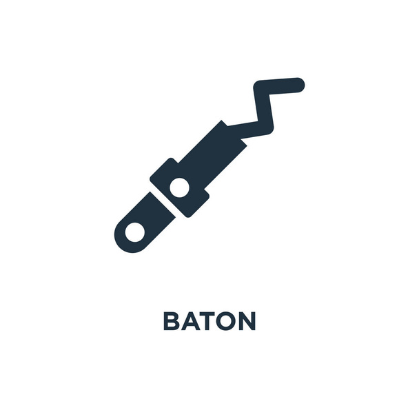 Baton icon. Black filled vector illustration. Baton symbol on white background. Can be used in web and mobile. - Vector, Image