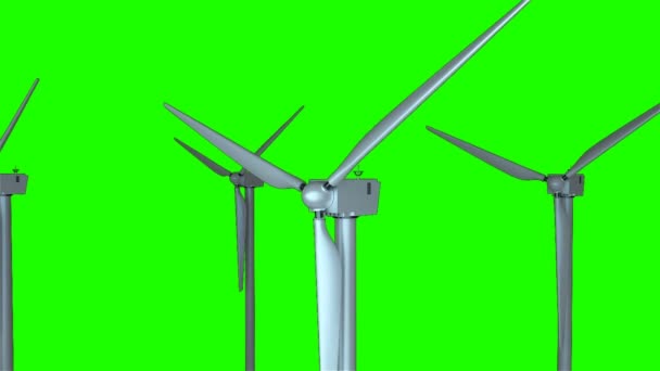 Rotating windmills in space, 3d render background, computer generating for ecology design - Footage, Video