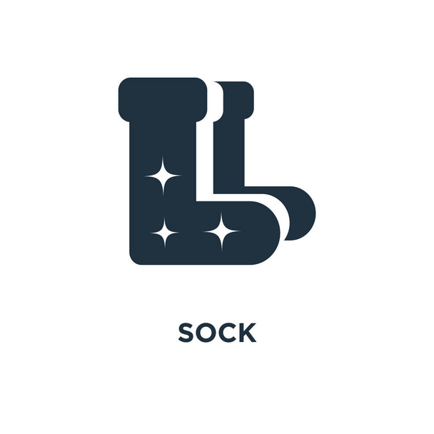 Sock icon. Black filled vector illustration. Sock symbol on white background. Can be used in web and mobile. - Vector, Image