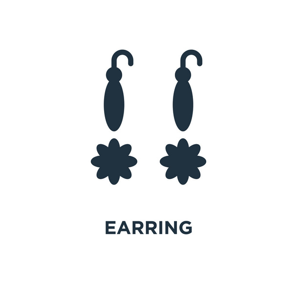 Earring icon. Black filled vector illustration. Earring symbol on white background. Can be used in web and mobile. - Vector, Image