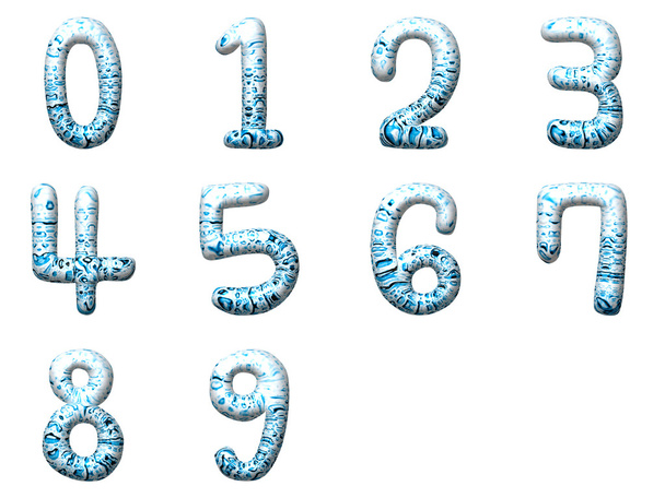 Set de dígitos de gota de agua 3D
 - Foto, Imagen